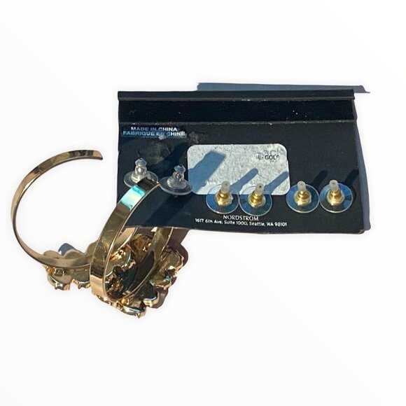 NWT Nordstrom Free Press Set of Three Pairs of Earrings Studs Beaded Hoop Boho - Picture 2 of 5